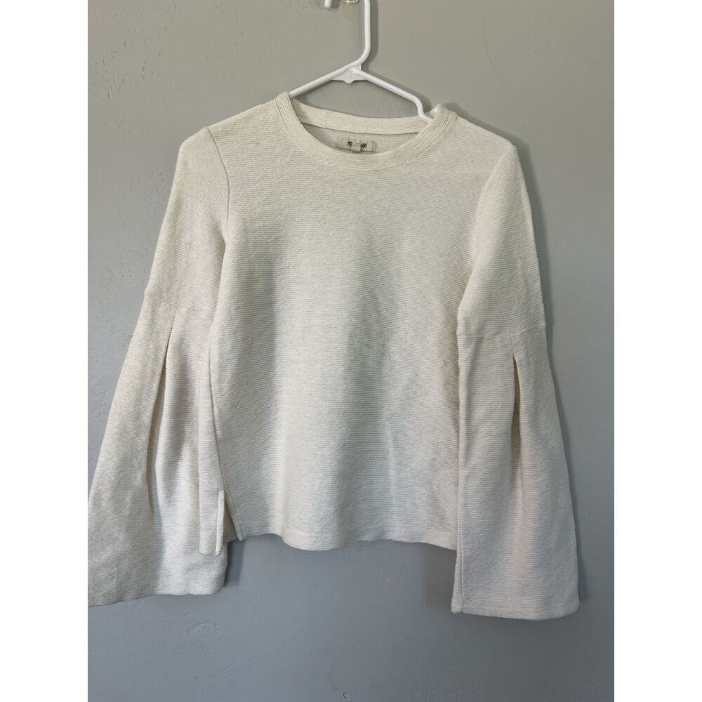 Madewell Bell Sleeve Ribbed Sweatshirt Top Ivory Size XS